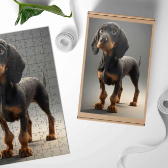 Dřevěné puzzle Black and Tan Coonhound animovaný