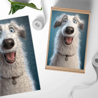 Dřevěné puzzle Barzoj animovaný