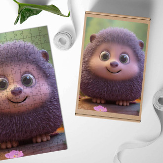 Dřevěné puzzle Roztomilý animovaný ježek 1