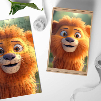 Dřevěné puzzle Roztomilý animovaný lev 1
