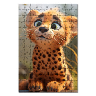Dřevěné puzzle Roztomilý animovaný gepard 1