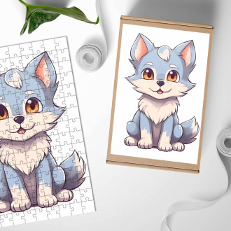 Dřevěné puzzle Kreslená Polární Liška