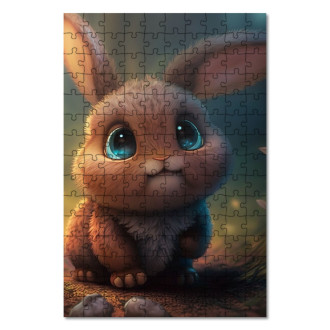 Dřevěné puzzle Roztomilý animovaný králík