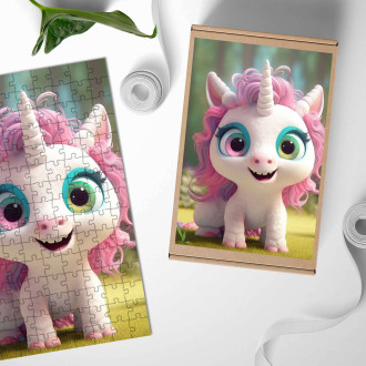 Dřevěné puzzle Roztomilý animovaný jednorožec 2