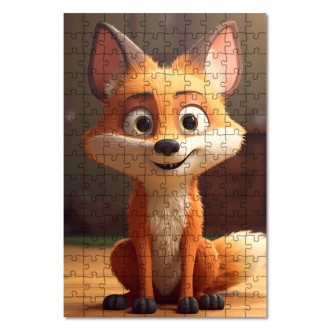Dřevěné puzzle Roztomilá animovaná liška