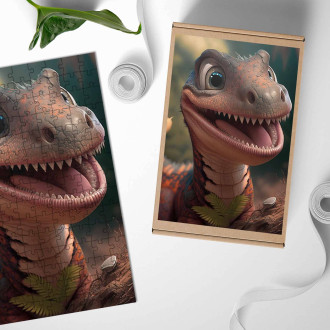 Dřevěné puzzle Roztomilý animovaný dinosaurus