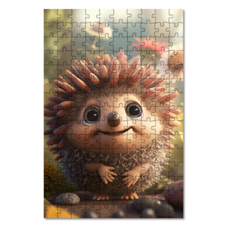 Dřevěné puzzle Roztomilý animovaný ježek 2