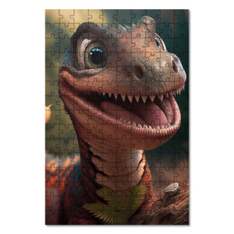 Dřevěné puzzle Roztomilý animovaný dinosaurus