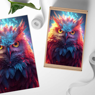 Dřevěné puzzle Vesmírná sova 1