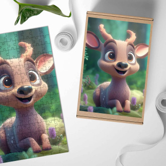 Dřevěné puzzle Roztomilá animovaná srnka