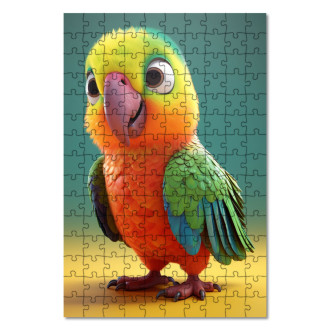 Dřevěné puzzle Roztomilý animovaný papoušek 1