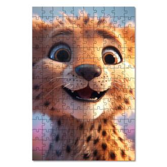 Dřevěné puzzle Roztomilý animovaný gepard