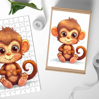 Dřevěné puzzle Kreslená Opice