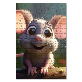 Dřevěné puzzle Roztomilá animovaná myška