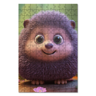 Dřevěné puzzle Roztomilý animovaný ježek 1