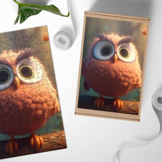 Dřevěné puzzle Roztomilá animovaná sova