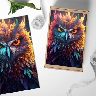 Dřevěné puzzle Vesmírná sova