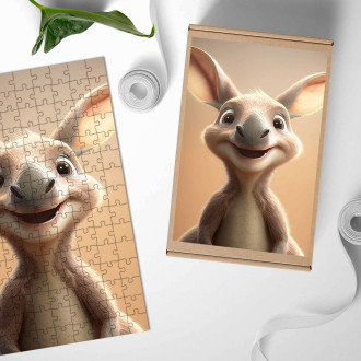 Dřevěné puzzle Roztomilý animovaný klokan 1