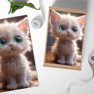 Dřevěné puzzle Roztomilá animovaná kočka