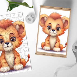 Dřevěné puzzle Kreslený Lev