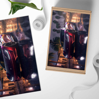 Dřevěné puzzle Tesla Roadster