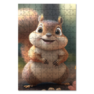 Dřevěné puzzle Roztomilá animovaná veverka 2
