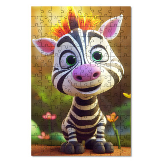 Dřevěné puzzle Roztomilá animovaná zebra 1