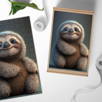 Dřevěné puzzle Roztomilý animovaný lenochod