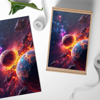 Dřevěné puzzle Exploze planet