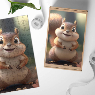 Dřevěné puzzle Roztomilá animovaná veverka 2