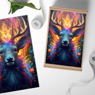 Dřevěné puzzle Vesmírný jelen 1