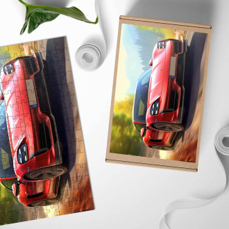 Dřevěné puzzle Porsche Taycan