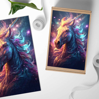 Dřevěné puzzle Vesmírný jednorožec