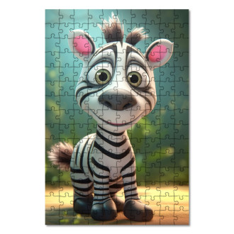 Dřevěné puzzle Roztomilá animovaná zebra