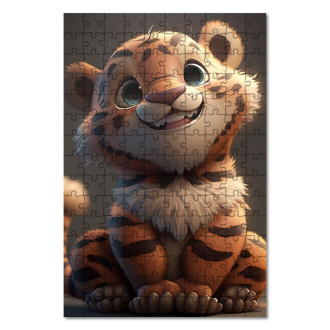 Dřevěné puzzle Roztomilý animovaný tygr 2