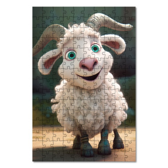 Dřevěné puzzle Roztomilá animovaná koza 1