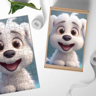 Dřevěné puzzle Roztomilé animované štěně
