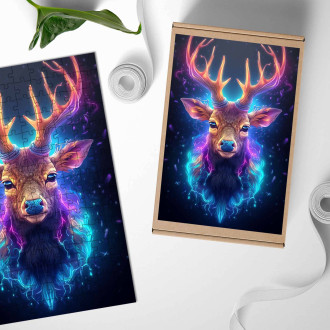 Dřevěné puzzle Vesmírný jelen 2