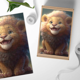 Dřevěné puzzle Roztomilý animovaný lev 2