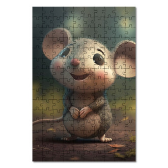 Dřevěné puzzle Roztomilá animovaná myška 1