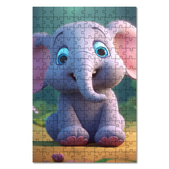 Dřevěné puzzle Roztomilý animovaný slon