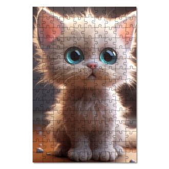 Dřevěné puzzle Roztomilá animovaná kočka