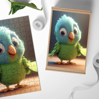 Dřevěné puzzle Roztomilý animovaný papoušek