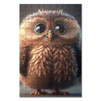 Dřevěné puzzle Roztomilá animovaná sova 2
