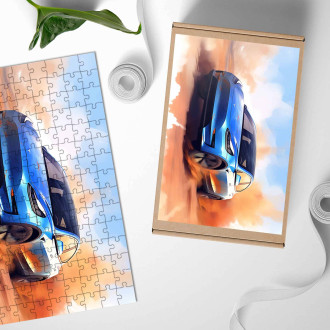 Dřevěné puzzle Tesla Model Y