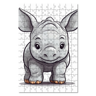 Dřevěné puzzle Kreslený Nosorožec