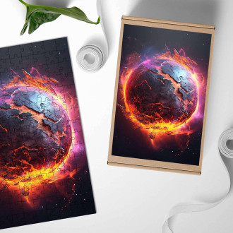 Dřevěné puzzle Exploze planety 1