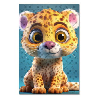 Dřevěné puzzle Roztomilý animovaný leopard