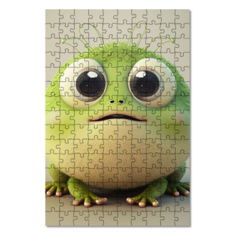 Dřevěné puzzle Roztomilá animovaná žabka
