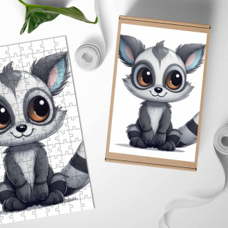 Dřevěné puzzle Kreslený Lemur